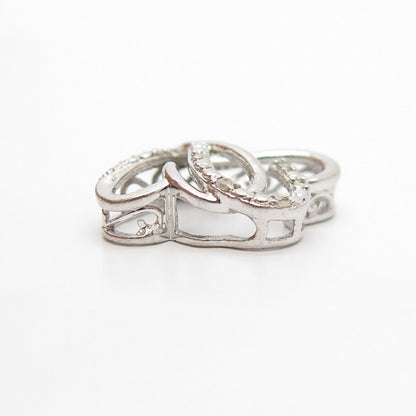 925 Sterling Silver Real Diamond Couple of Heart Slide Pendant