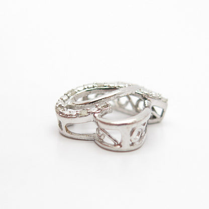 925 Sterling Silver Real Diamond Couple of Heart Slide Pendant