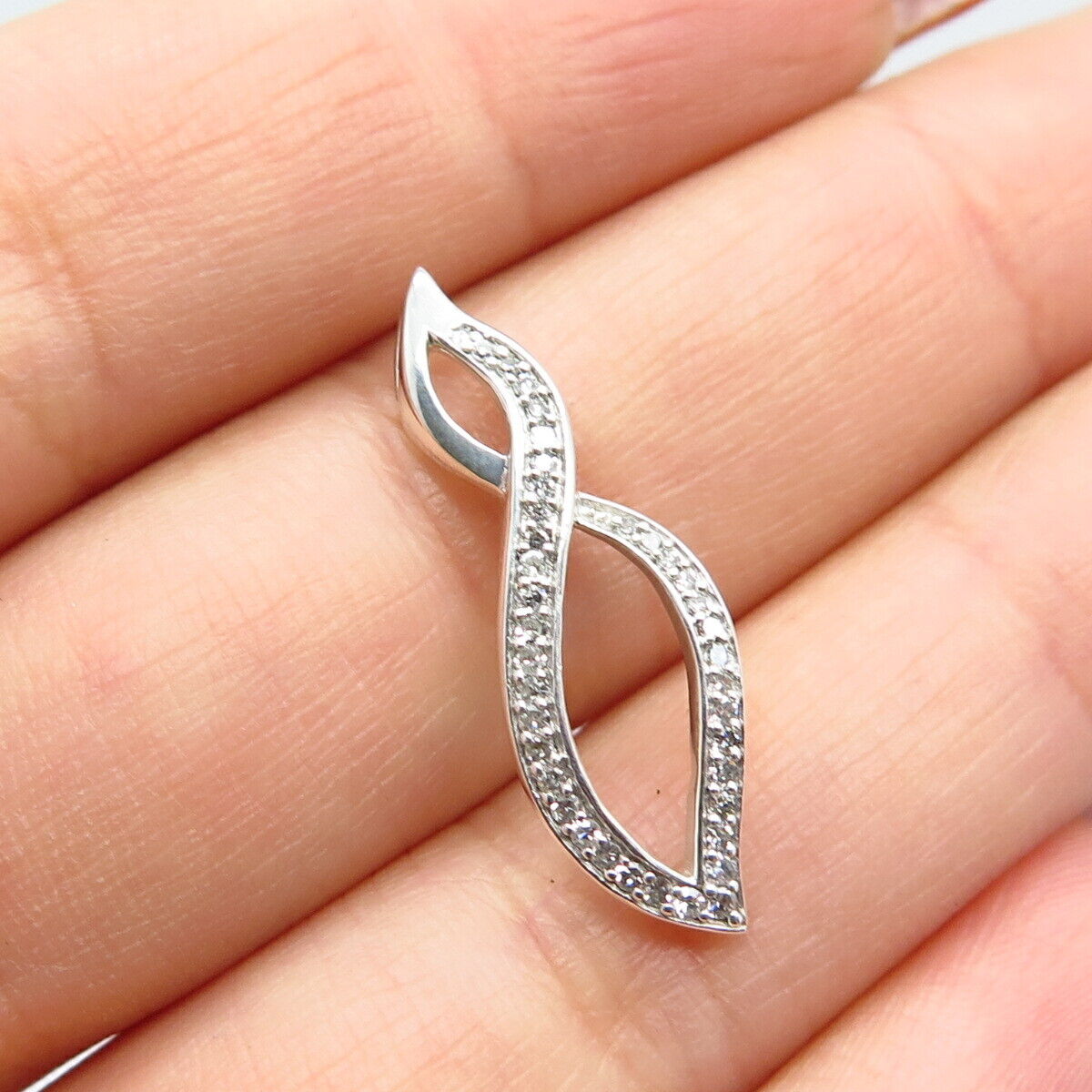 925 Sterling Silver Real White Diamond Slide Pendant