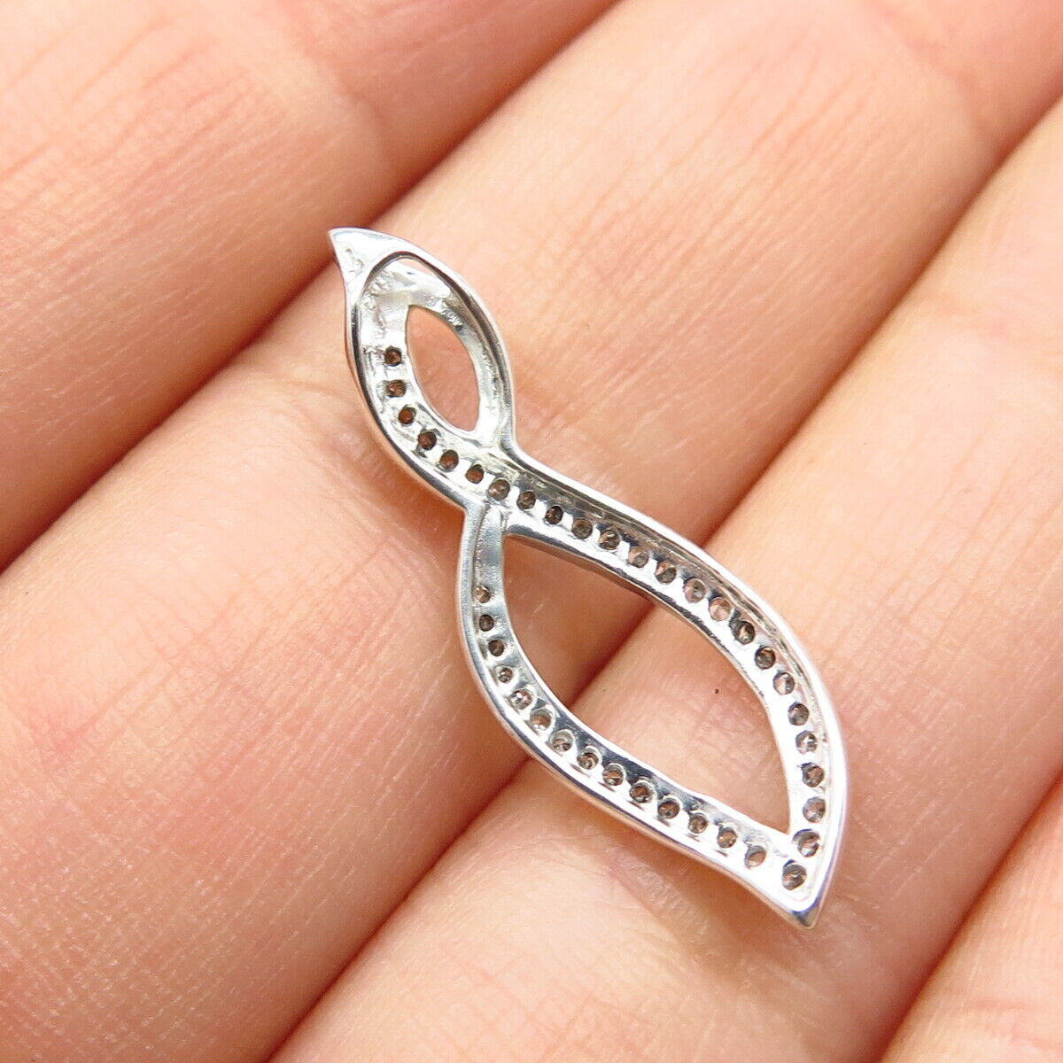 925 Sterling Silver Real White Diamond Slide Pendant