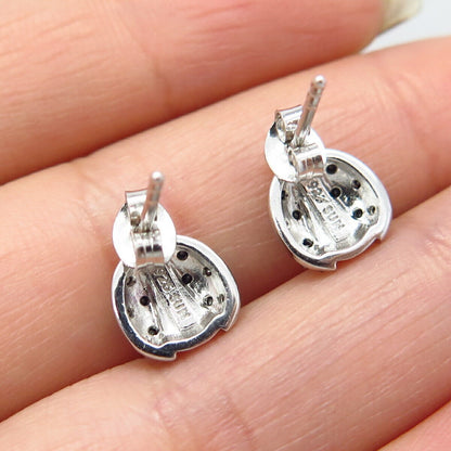 925 Sterling Silver SUN Real Black Diamond Ladybug Stud Earrings