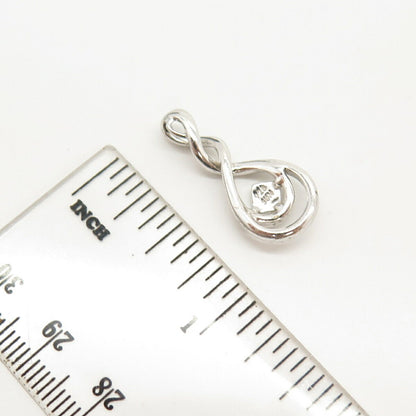 925 Sterling Silver Real Diamond Swirl Slide Pendant