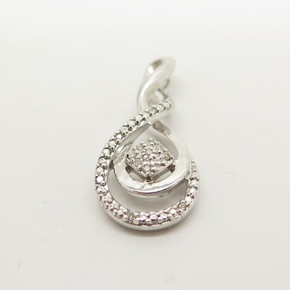 925 Sterling Silver Real Diamond Swirl Slide Pendant