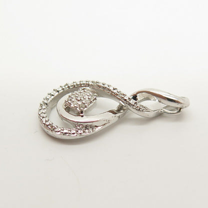 925 Sterling Silver Real Diamond Swirl Slide Pendant