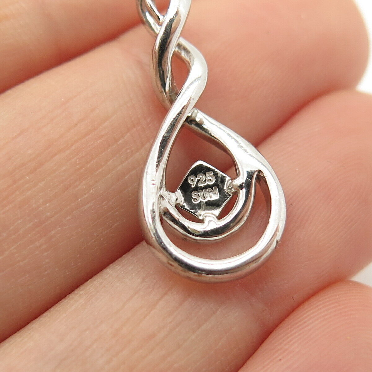 925 Sterling Silver Real Diamond Swirl Slide Pendant