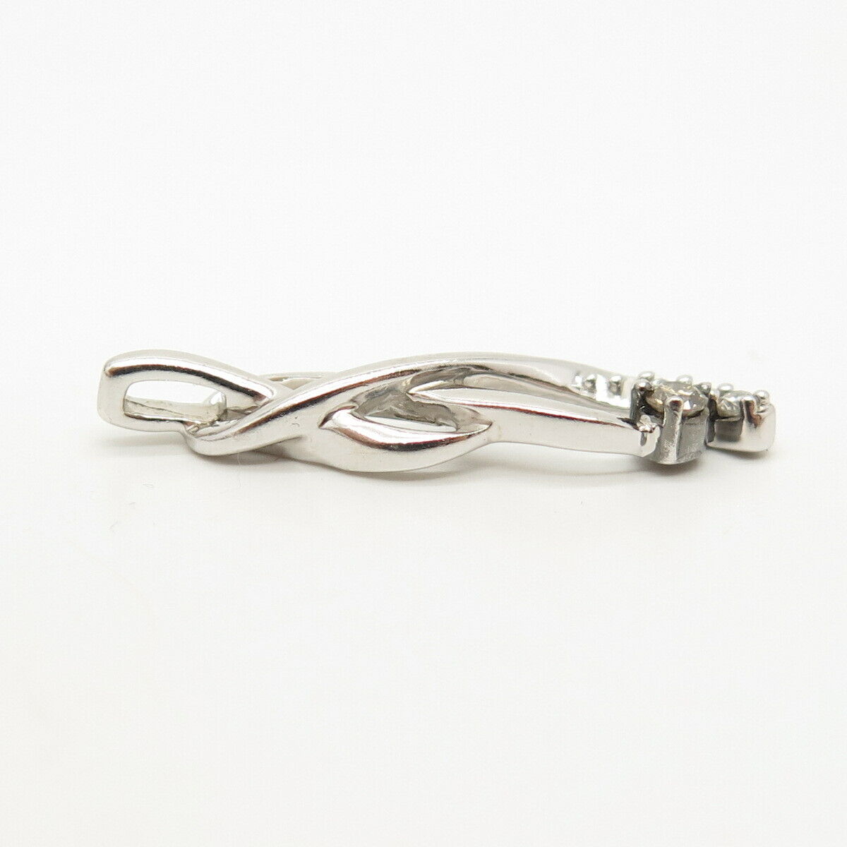 925 Sterling Silver Real Diamond Swirl / Infinity Pendant