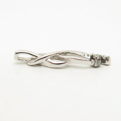 925 Sterling Silver Real Diamond Swirl / Infinity Pendant