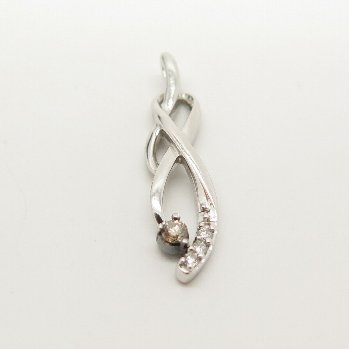 925 Sterling Silver Real Diamond Swirl / Infinity Pendant