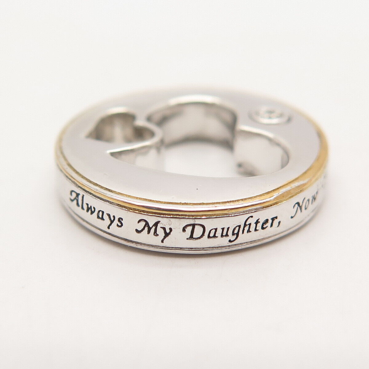 925 Sterling Silver 2-Tone BGE Real Diamond Accent "Always My Daughter" Pendant