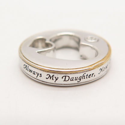 925 Sterling Silver 2-Tone BGE Real Diamond Accent "Always My Daughter" Pendant