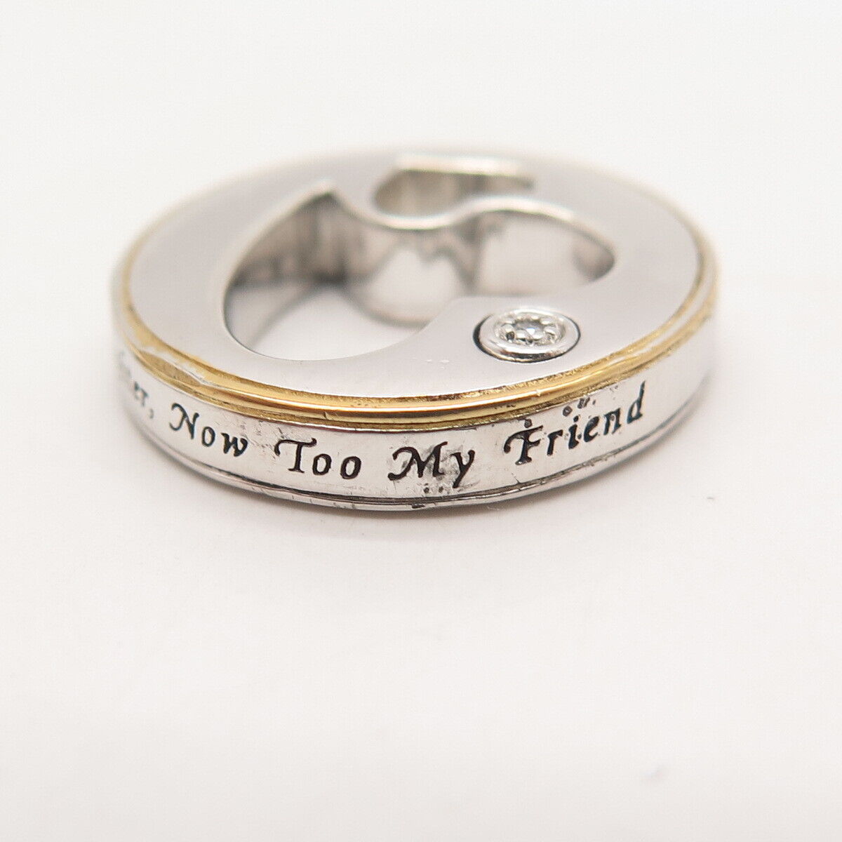 925 Sterling Silver 2-Tone BGE Real Diamond Accent "Always My Daughter" Pendant