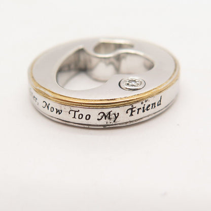 925 Sterling Silver 2-Tone BGE Real Diamond Accent "Always My Daughter" Pendant