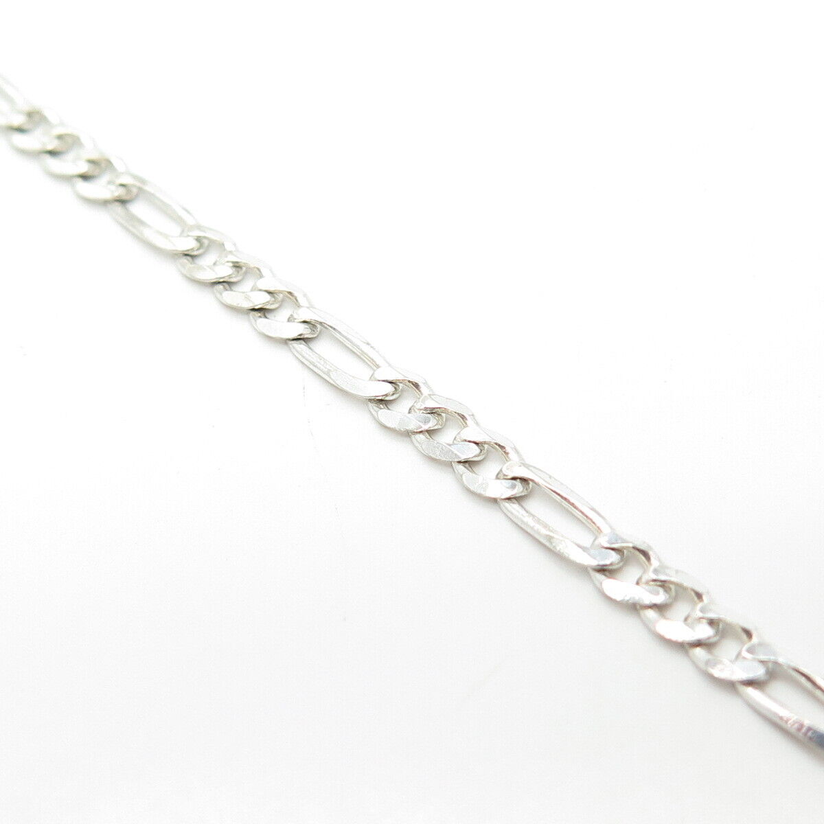 925 Sterling Silver Italy Figaro Link Bracelet 7"