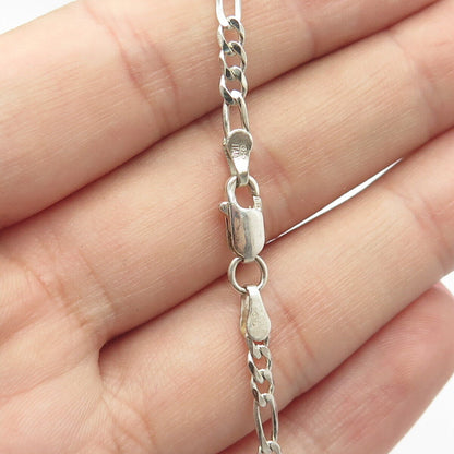 925 Sterling Silver Italy Figaro Link Bracelet 7"