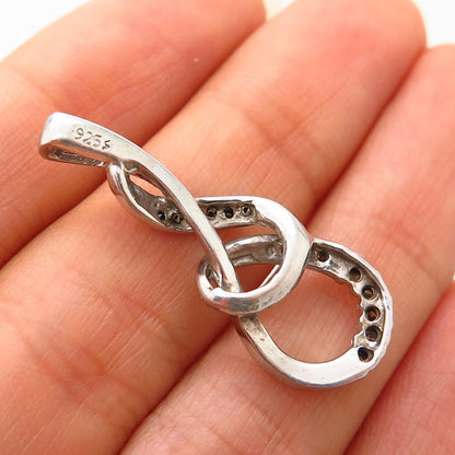 925 Sterling Silver Real White & Black Diamond Knot Design Slide Pendant