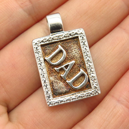 925 Sterling Silver Ross Simons Real Diamond Accent "Dad" Slide Pendant