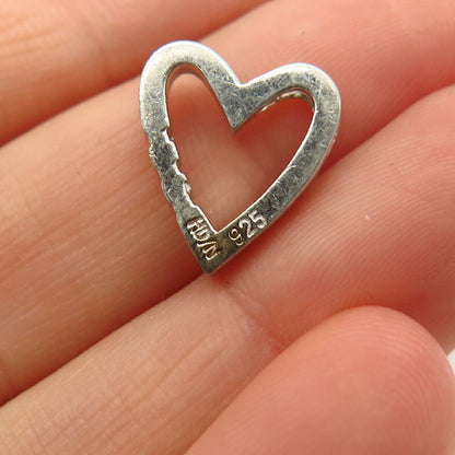 925 Sterling Silver Real Diamond Heart Design Slide Pendant