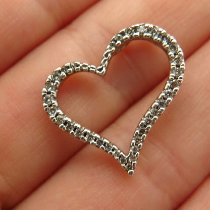 925 Sterling Silver Real Diamond Heart Design Slide Pendant