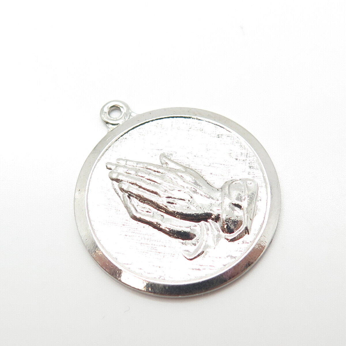 925 Sterling Silver Vintage Hands In Prayer Charm Pendant