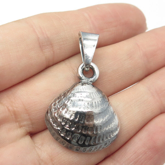 925 Sterling Silver Vintage Seashell Oxidized Pendant