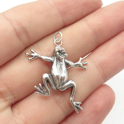 925 Sterling Silver Vintage Frog King 3D Charm Pendant