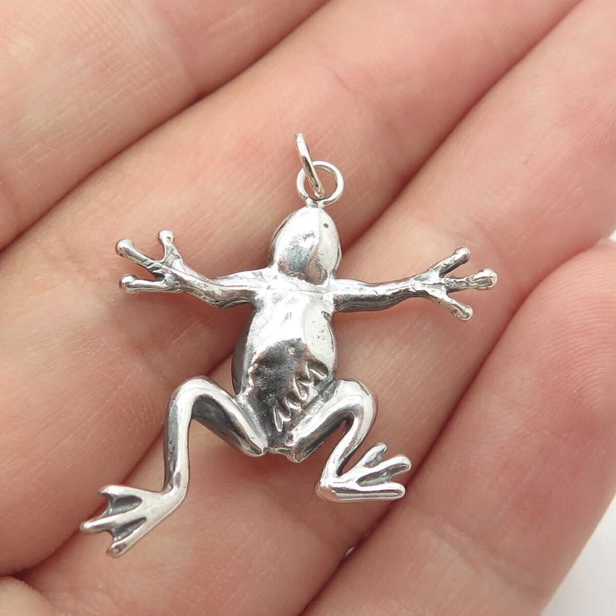 925 Sterling Silver Vintage Frog King 3D Charm Pendant