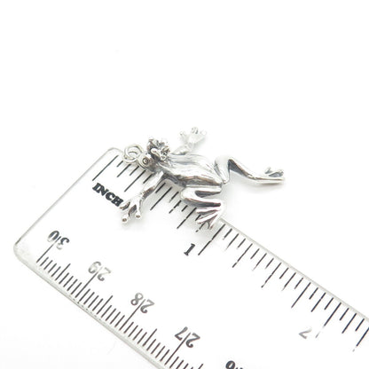 925 Sterling Silver Vintage Frog King 3D Charm Pendant