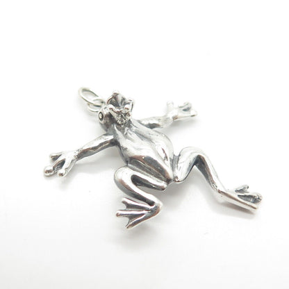 925 Sterling Silver Vintage Frog King 3D Charm Pendant