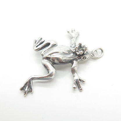 925 Sterling Silver Vintage Frog King 3D Charm Pendant