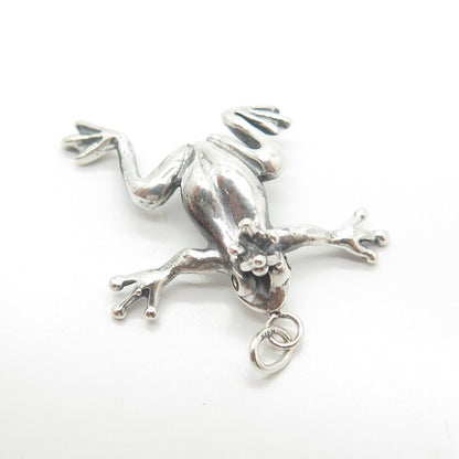 925 Sterling Silver Vintage Frog King 3D Charm Pendant