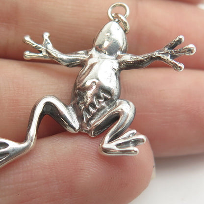 925 Sterling Silver Vintage Frog King 3D Charm Pendant