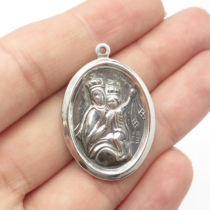 925 Sterling Silver Vintage Theda Sacred Heart of Jesus Religious Pendant