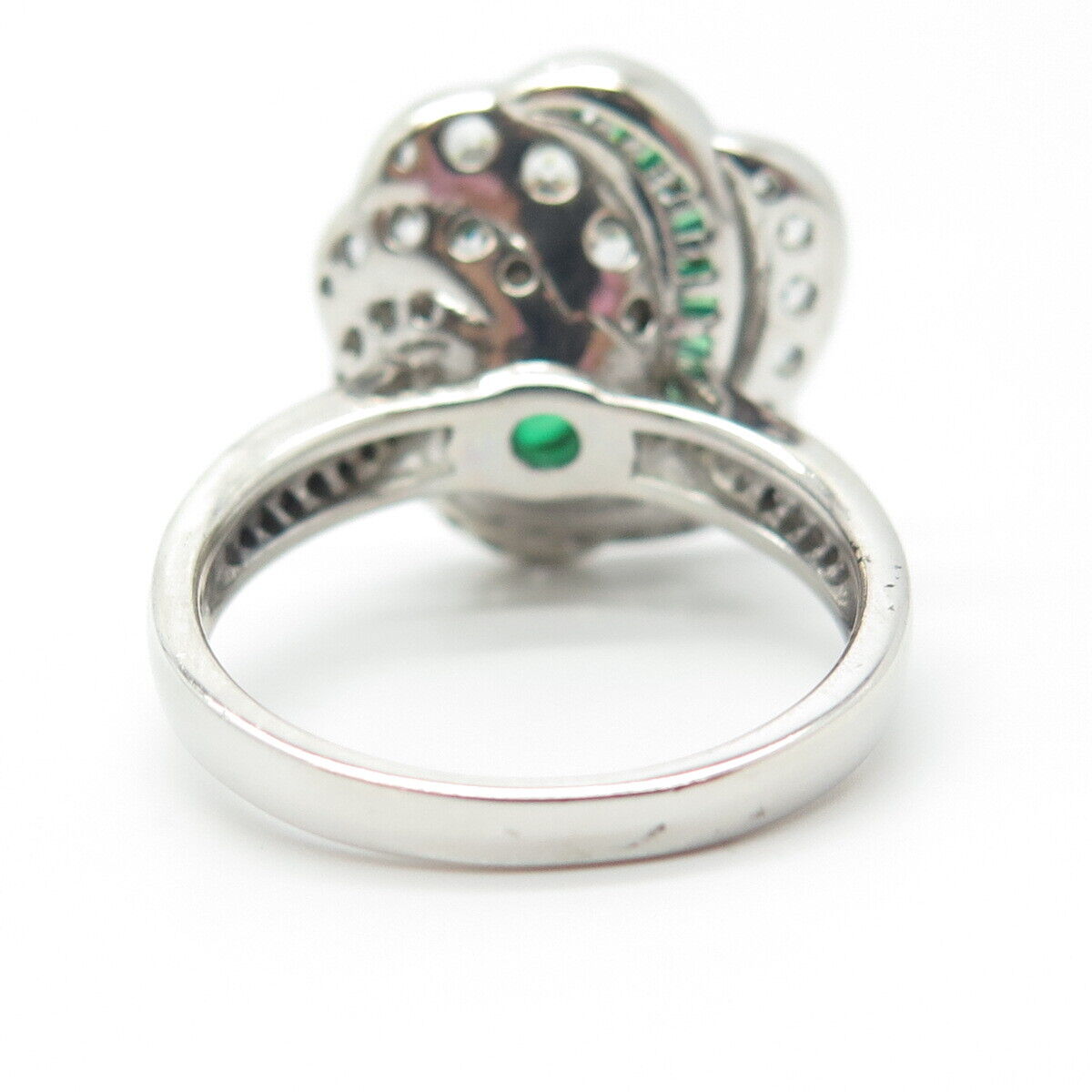 925 Sterling Silver Real Chrome Diopside Gemstone & C Z Ring Size 8