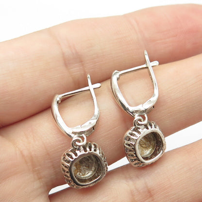 925 Sterling Silver Pave C Z Dangling Earrings