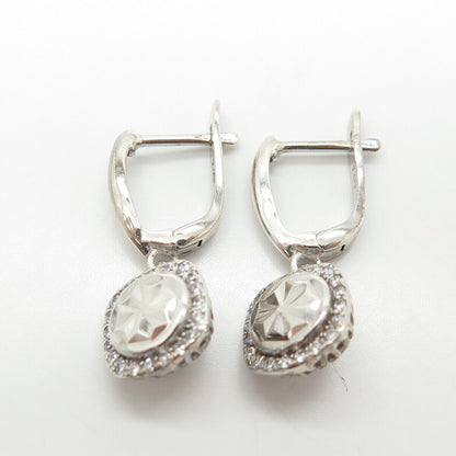 925 Sterling Silver Pave C Z Dangling Earrings