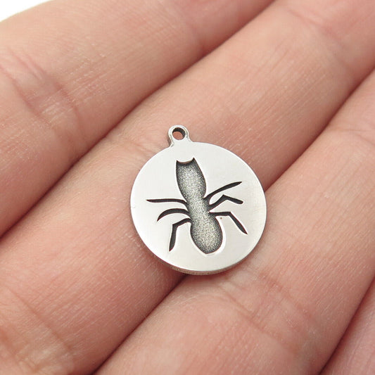 925 Sterling Silver Two in Town Made in USA Spider Tag Charm Pendant