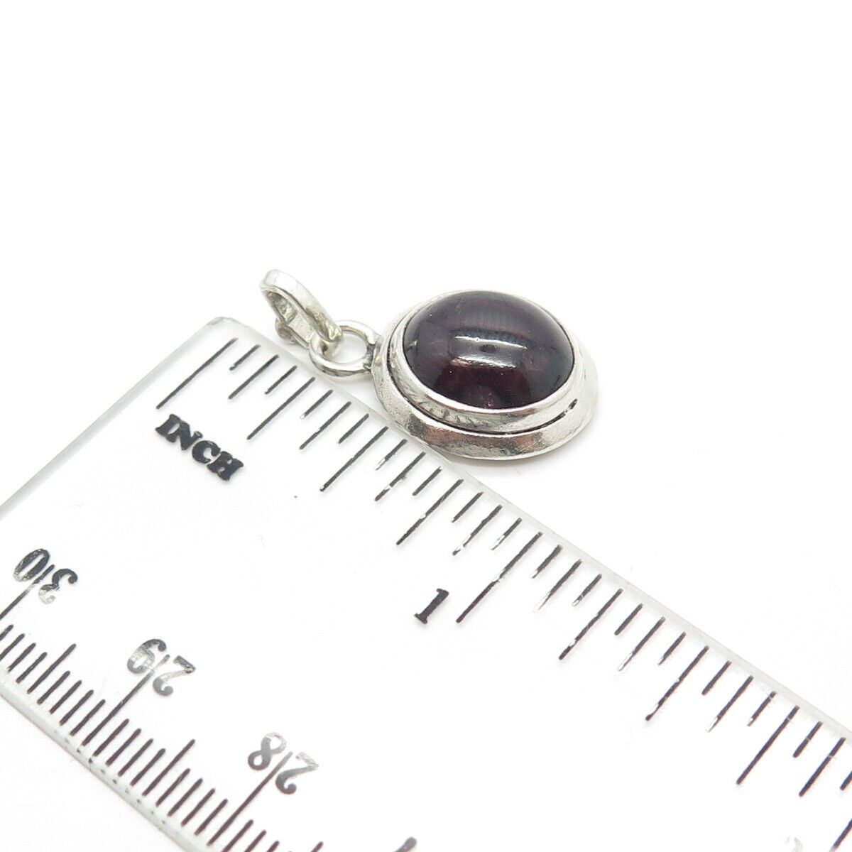 925 Sterling Silver Vintage Real Amethyst Oval Pendant