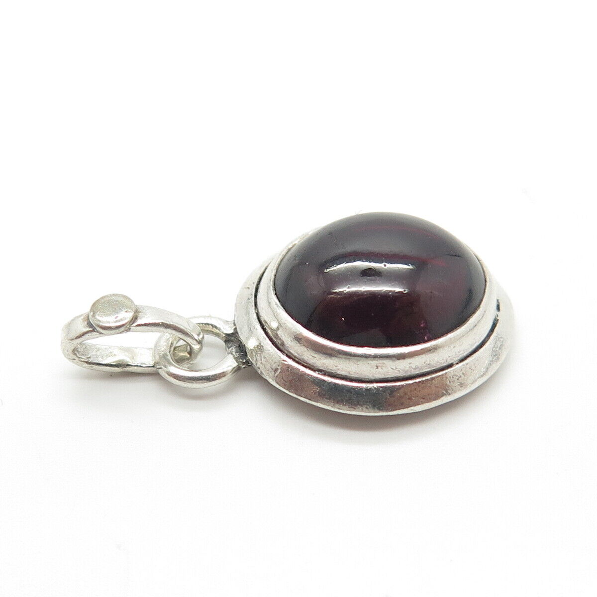 925 Sterling Silver Vintage Real Amethyst Oval Pendant