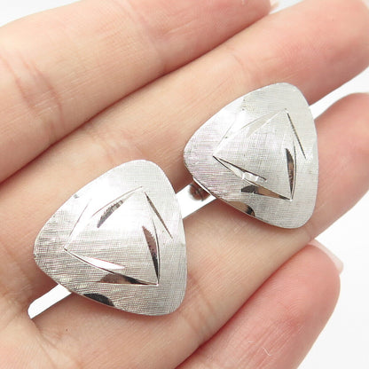 925 Sterling Silver Vintage Textured Triangle Cufflinks