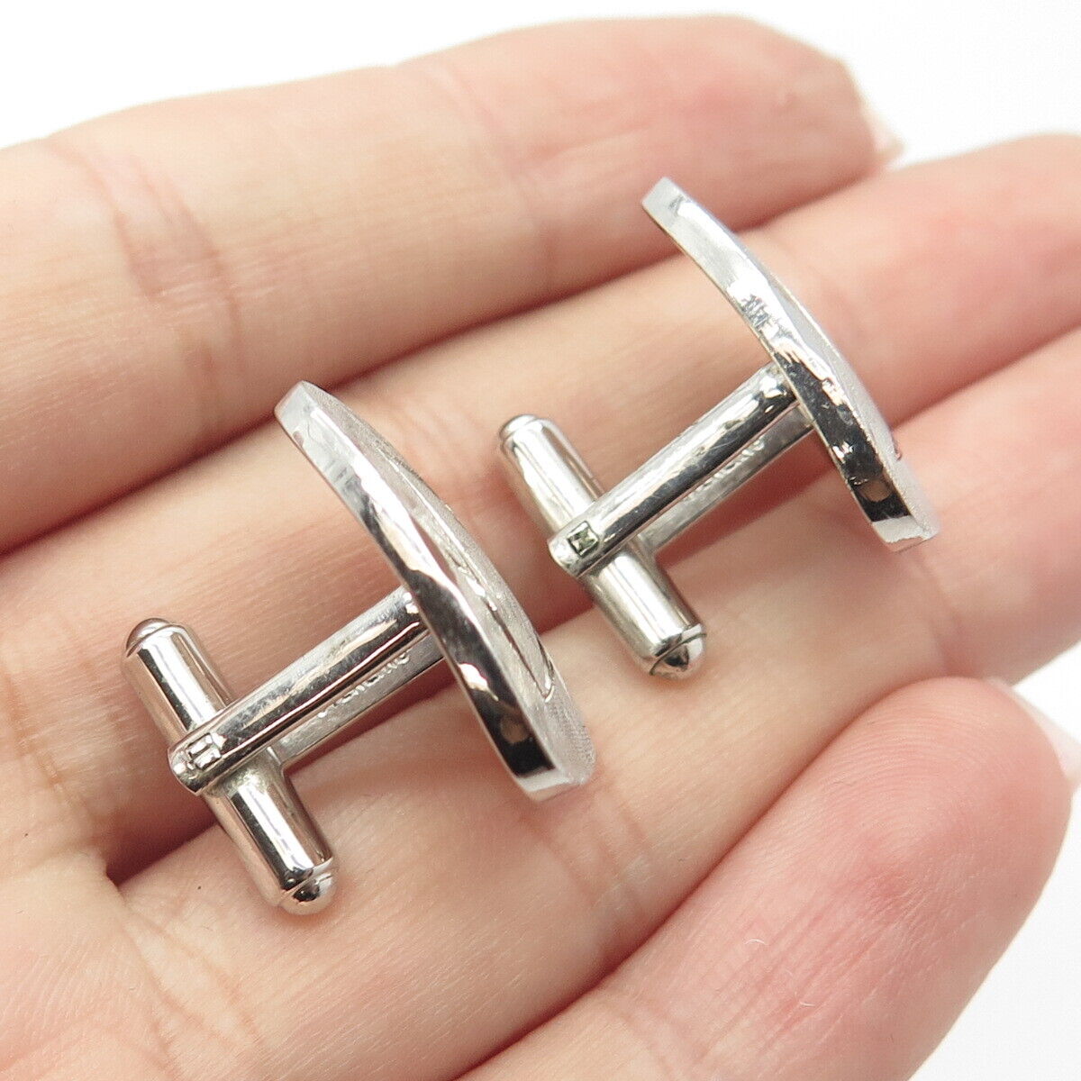 925 Sterling Silver Vintage Textured Triangle Cufflinks