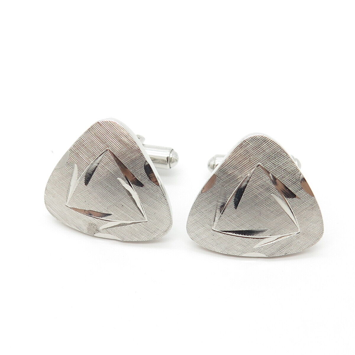 925 Sterling Silver Vintage Textured Triangle Cufflinks