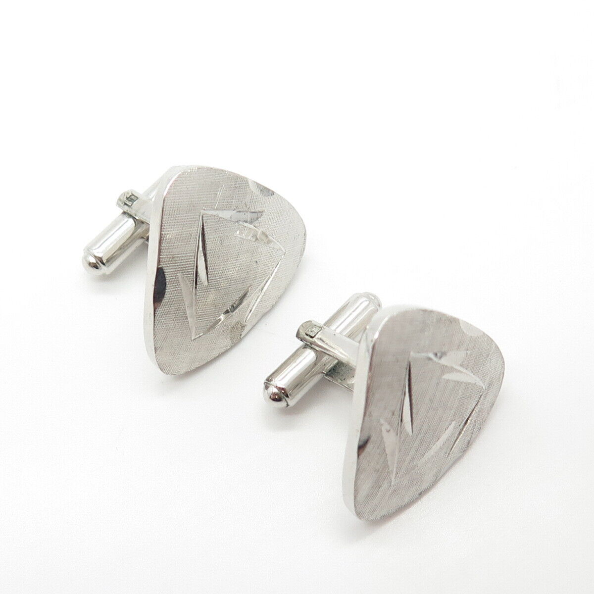 925 Sterling Silver Vintage Textured Triangle Cufflinks