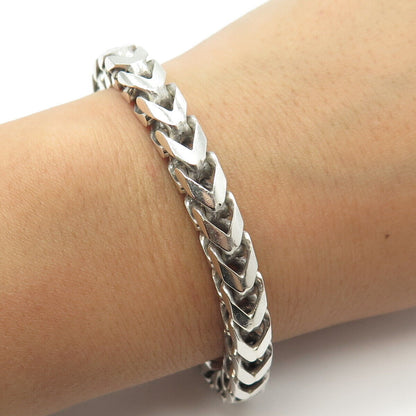 925 Sterling Silver Vintage Italy Herringbone Link Bracelet 8.75"