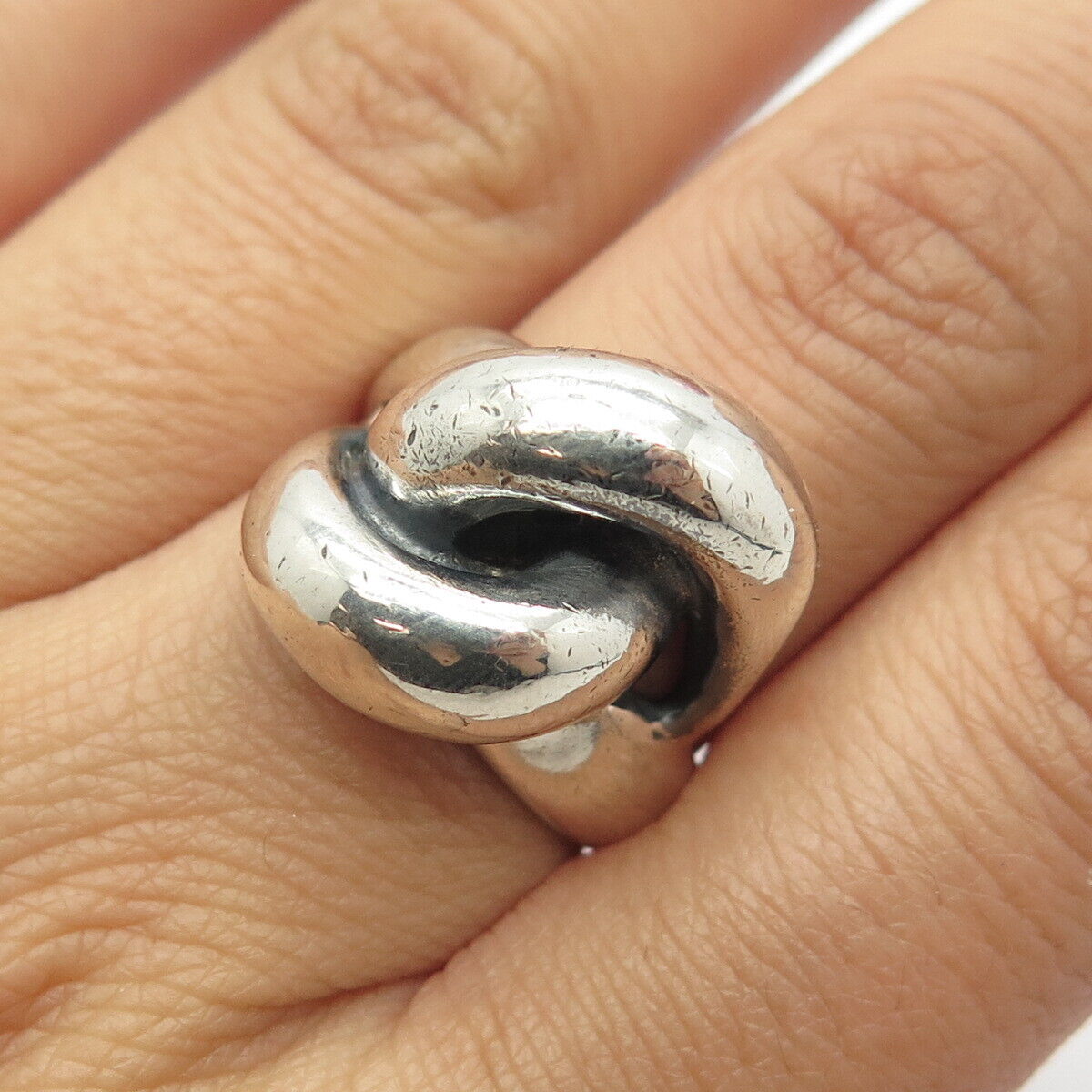 925 Sterling Silver Vintage Knot Ring Size 8