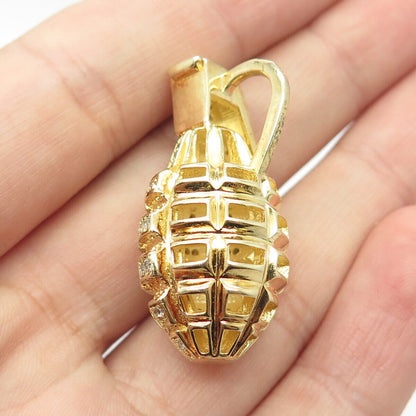 925 Sterling Silver Gold Plated Pave C Z Grenade Pendant