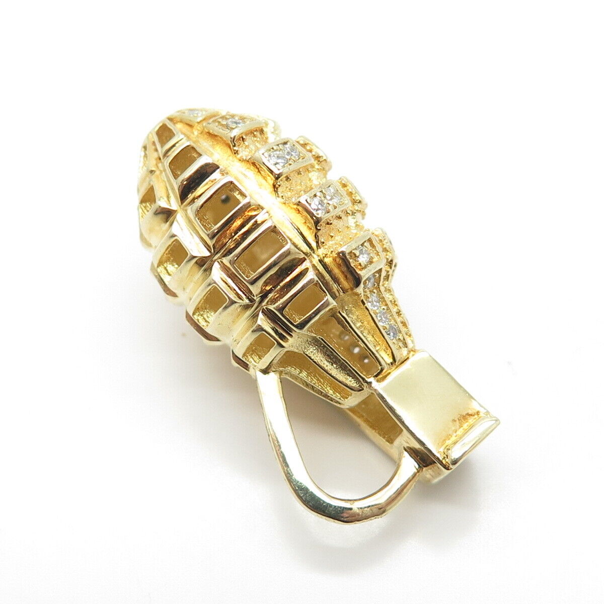 925 Sterling Silver Gold Plated Pave C Z Grenade Pendant