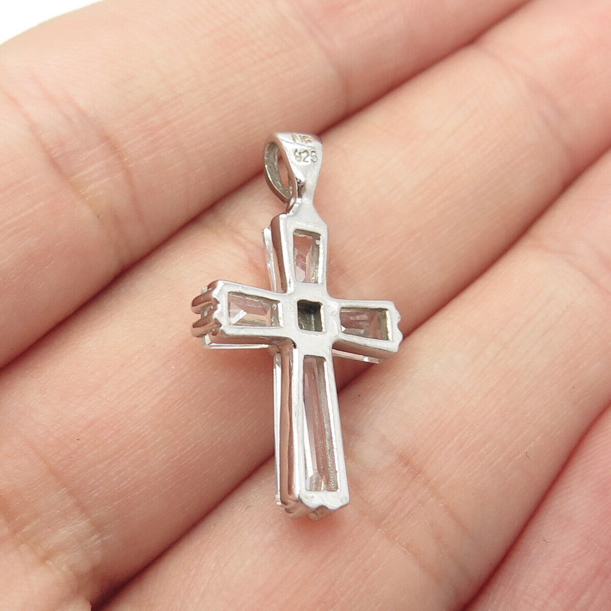 925 Sterling Silver Chapal Zenray C Z Cross Pendant