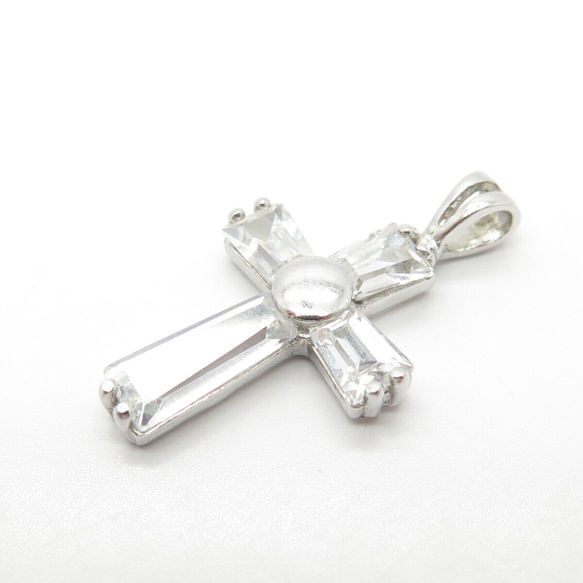 925 Sterling Silver Chapal Zenray C Z Cross Pendant