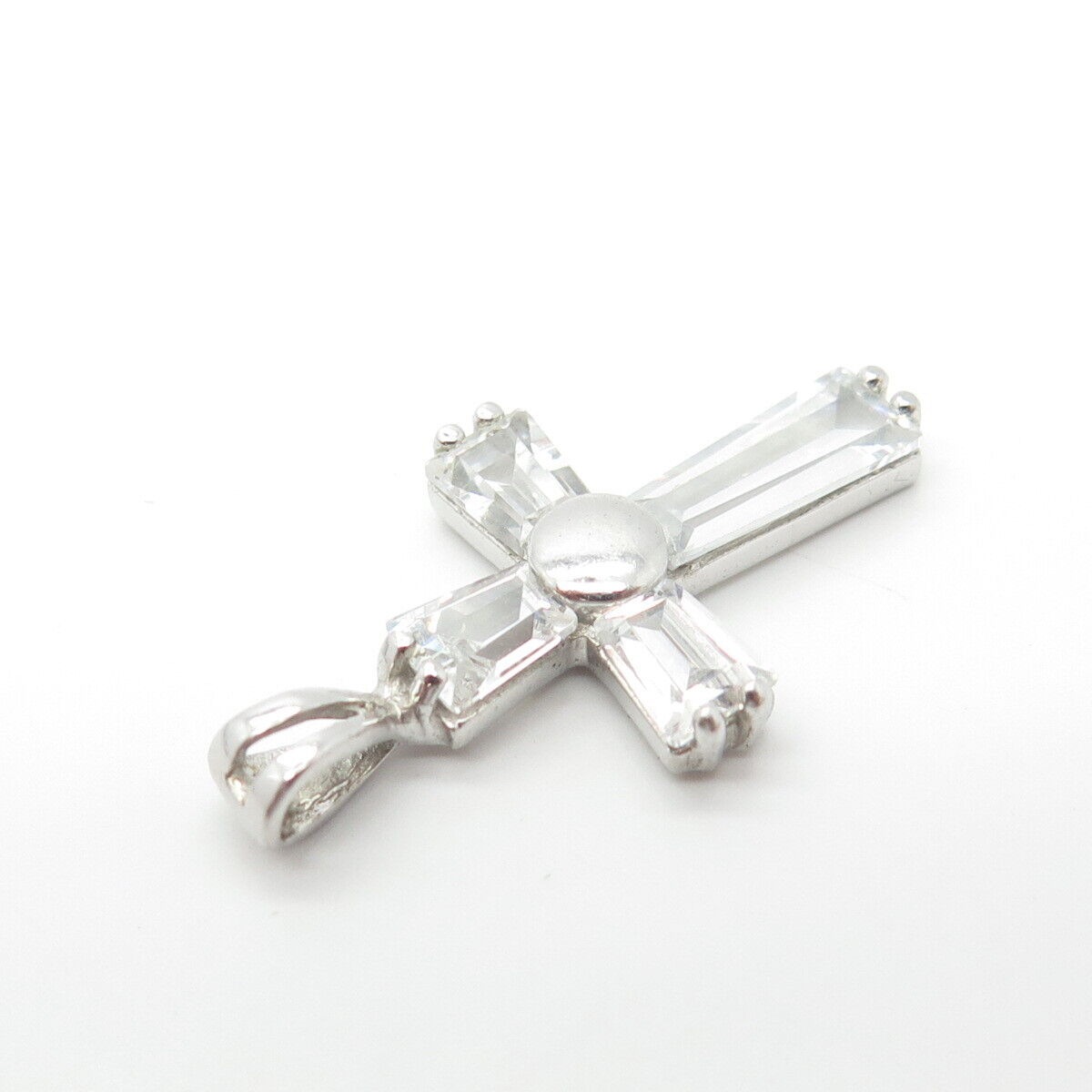 925 Sterling Silver Chapal Zenray C Z Cross Pendant