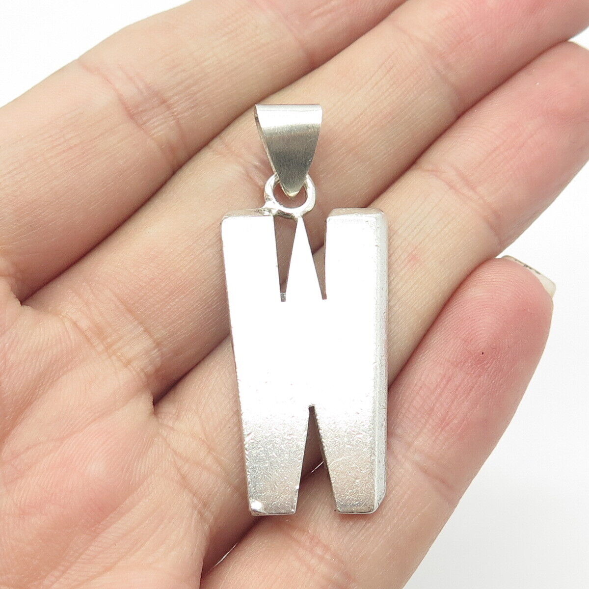 925 Sterling Silver Vintage Letter "W" Initial Pendant